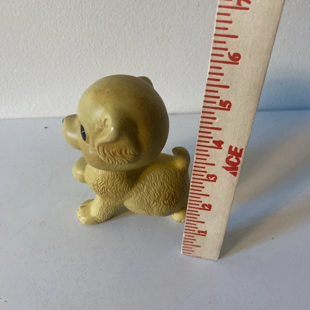 Dog Figurine Paw Up Running Pose Rubber Rempel Vintage Squeak Toy
